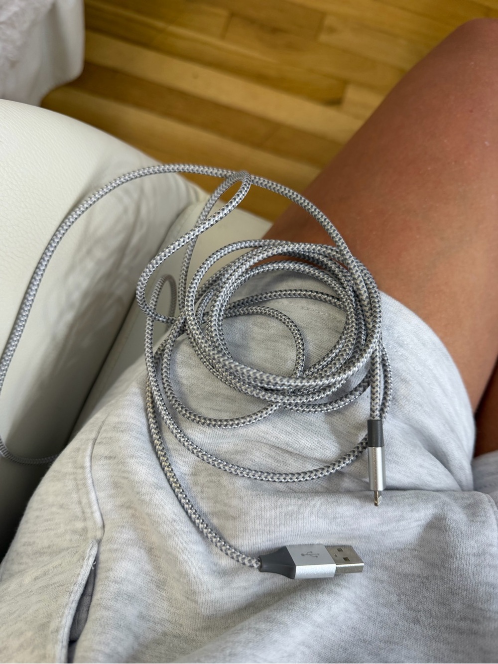 Amazon Silver Braided USB Cable with Reinforced Connectors